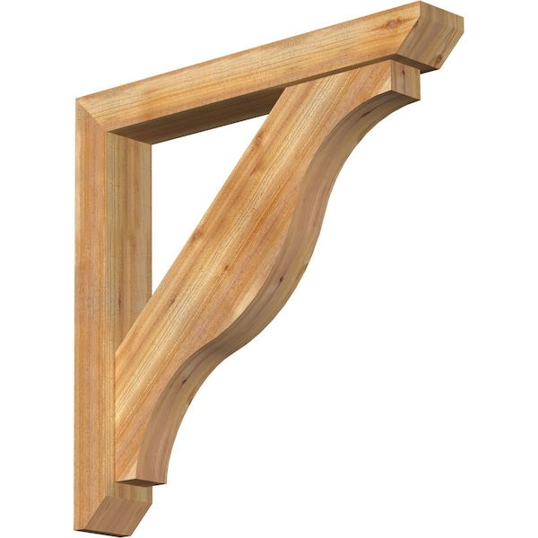 Ekena Millwork Funston Slat Rough Sawn Bracket w/ Offset Brace, Western Red Cedar, 6"W x 40"D x 40"H BKT0604X40X40FST06RWR - main